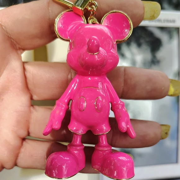 DISNEY X BAUBLE EAR NIB PINK MICKEY MOUSE KEY CHAIN/POCKET DANGLE RARE ALL PINK